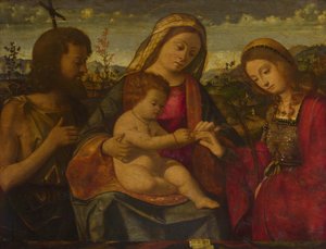 Die Jungfrau und das Kind mit den Heiligen Johannes dem Täufer und Katharina, 1504 von Andrea Previtali