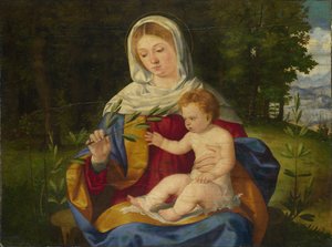 Die Jungfrau und das Kind mit einem Olivenspross, ca. 1515 von Andrea Previtali