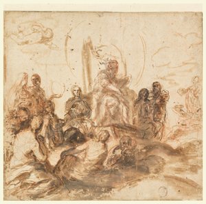 Entwurf für Allegorie der göttlichen Weisheit, Empfangsraum, Palazzo Barberini, Rom, Italien von Andrea Sacchi