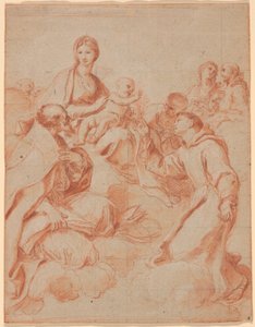 Die Jungfrau und das Kind mit dem heiligen Antonius von Padua, der dem Kind eine Lilie reicht