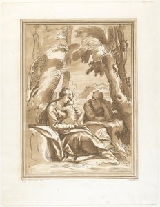 Ruhe auf der Flucht nach Ägypten von Andrea Scacciati after Agostino Carracci