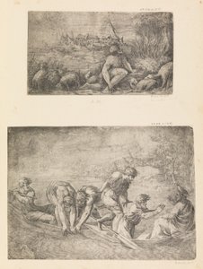 Moses und der brennende Dornbusch, der wunderbare Fischfang, ca. 1544-48 von Andrea Schiavone