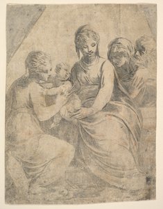 Die Jungfrau und das Kind, begleitet von Heiligen, ca. 1540-50
