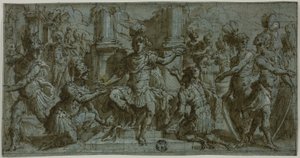 Mars (oder Alexander?) verteilt die Siegeskränze von Andrea Semino