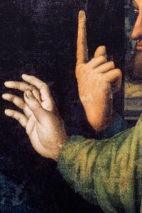 Abtei (Abdij van Tongerlo). Gemälde. Das letzte Abendmahl. 1506-1507. (Detail) von Andrea Solario