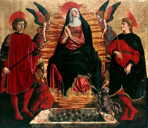 Mariä Himmelfahrt mit den Heiligen Julian und Minias, 1449-1450 von Andrea del Castagno