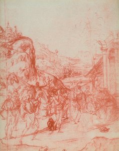 Anbetung der Könige, Zeichnung von Andrea del Sarto. Gabinetto dei Disegni e delle Stampe, Uffizien, Florenz von Andrea del Sarto