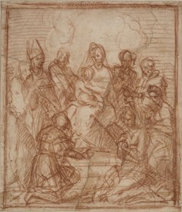 Thronende Madonna mit Kind und acht Heiligen Kompositionsstudie, 1528