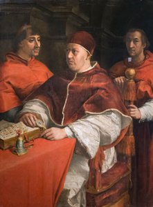 Porträt von Papst Leo X. mit zwei Kardinälen von Andrea del Sarto