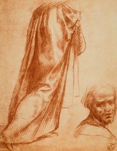 Studie von Draperie und männlichem Porträt; Zeichnung von Andrea del Sarto. Gabinetto dei Disegni e delle Stampe, Uffizien, Florenz von Andrea del Sarto