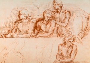 Studie der Apostel für das Letzte Abendmahl von San Salvi, Zeichnung von Andrea del Sarto. Gabinetto dei Disegni e Stampe, Uffizien-Galerie, Florenz von Andrea del Sarto