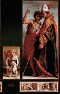 Vallombrosa-Altarbild: Johannes der Täufer und Bernhard degli Uberti, Seitenpaneele von Andrea del Sarto
