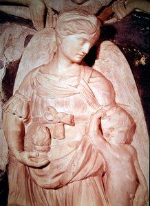 Nächstenliebe, vom Grabdenkmal des Kardinals Forteguerri (Marmor) (Detail) von Andrea del Verrocchio