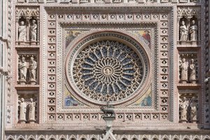 Rosettenfenster, Santa Maria Assunta Kathedrale, Orvieto, Umbrien, Italien