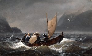 Künstler bei stürmischem Wetter im Sognefjord