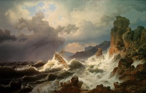 Ein Seesturm an der norwegischen Küste