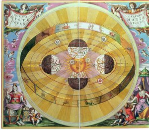 Scenographia: Systematis Copernicani Astrologische Karte (ca. 1543) entworfen von Nicolaus Copernicus (1473-1543), aus 