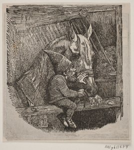 Der Kobold in Tirup füttert die weiße Stute