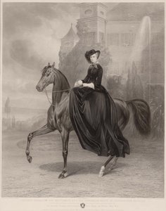 Porträt von Elisabeth von Bayern zu Pferd, 1853 von Andreas Johann Fleischmann