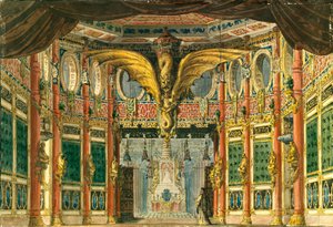 Bühnenbild für die Oper Das bronzene Pferd von D. Auber, 1837