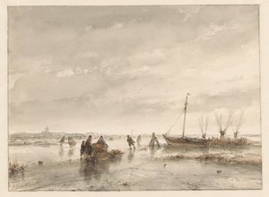 Winterlandschaft mit zugefrorenem See