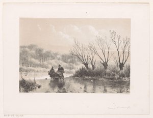 Winterlandschaft mit zwei Figuren auf dem Eis