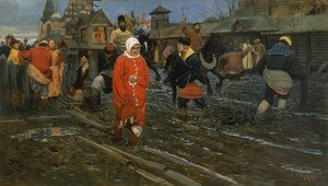 Straße im Moskau des 17. Jahrhunderts an einem Feiertag, 1895 von Andrei Petrovich Ryabushkin