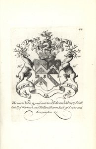 Wappen und Wappenschild von Lord Edward Henry Rich, 7. Earl of Warwick und Holland, Baron Rich von Leeze und Kensington von Andrew Johnston