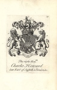 Wappen und Wappenschild des hochadligen Charles Howard, 9. Earl of Suffolk und Bindon von Andrew Johnston