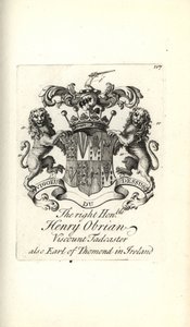 Wappen und Wappenschild des ehrenwerten Henry O’Brien, Viscount Tadcaster, 8. Earl of Thomond in Irland von Andrew Johnston