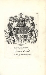Wappen und Wappenschild des hochgeehrten James Cecil, 5. Earl of Salisbury