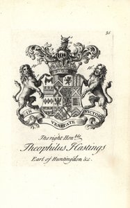 Wappen und Wappenschild des hochadeligen Theophilus Hastings, 9. Graf von Huntingdon von Andrew Johnston