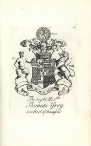 Wappen und Wappenschild des ehrenwerten Thomas Grey, 2. Earl of Stamford von Andrew Johnston