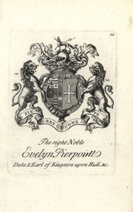 Wappen und Wappenschild des hochadeligen Evelyn Pierpoint, Herzog und Graf von Kingston upon Hull von Andrew Johnston