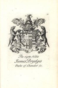 Wappen und Wappenschild des hochadligen James Brydges, Herzog von Chandos von Andrew Johnston