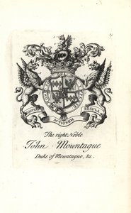 Wappen und Wappenschild des hochadligen John Montagu, 2. Herzog von Montagu 1690-1749 von Andrew Johnston