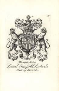 Wappen und Wappenschild des edlen Lionel Cranfield Sackville, Herzog von Dorset von Andrew Johnston