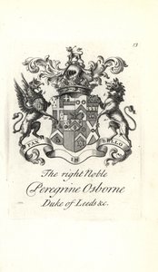 Wappen und Wappenschild des hochadligen Peregrine Osborne, 2. Herzog von Leeds von Andrew Johnston