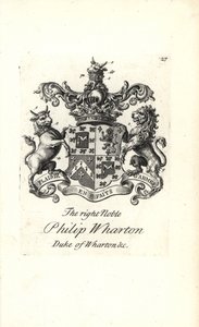 Wappen und Wappenschild des hochadligen Philip Wharton von Andrew Johnston