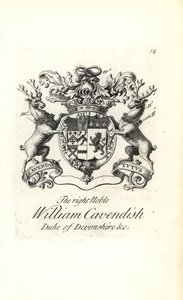 Wappen und Wappenschild des hochadligen William Cavendish, 2. Herzog von Devonshire von Andrew Johnston