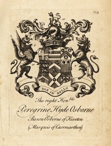 Wappen des Hochwohlgeborenen Peregrine Hyde Osborne, 2. Duke of Leeds, Viscount Osborne, Earl of Danby, Marquess of Carmarthen von Andrew Johnston