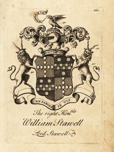 Wappen des Hochwohlgeborenen William Stawell, Lord Stawell, 3. Baron Stawell (gestorben 1742) von Andrew Johnston