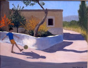 Junge mit einem Fußball, Griechenland von Andrew Macara