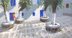 Vier Bäume, Mykonos Stadt von Andrew Macara
