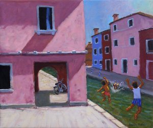 Sprung in den Kanal, Murano, Venedig, 2021 von Andrew Macara