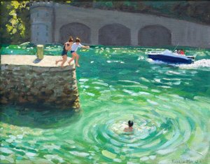 Vom Hafenmauer springen, Looe, Cornwall