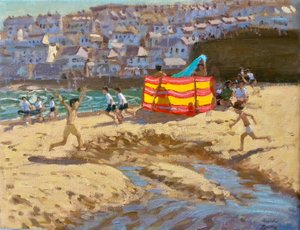 Orange und gelber Windschutz, St Ives von Andrew Macara