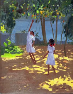 Nach Orangen greifen, Bentota, Sri Lanka, 1998 von Andrew Macara