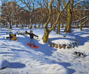 Roter Schlitten, Lomberdale Hall, Derbyshire, 2014 von Andrew Macara