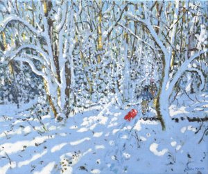 Roter Schlitten, Allestree Park, Derby von Andrew Macara